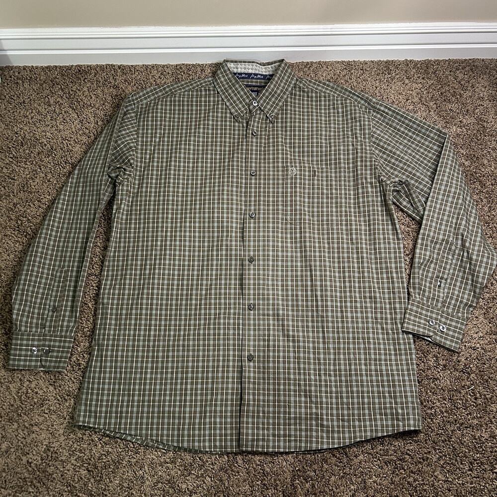 Wrangler George Straight Shirt Mens Sz XL Tattersall Check Western Cowboy Rodeo